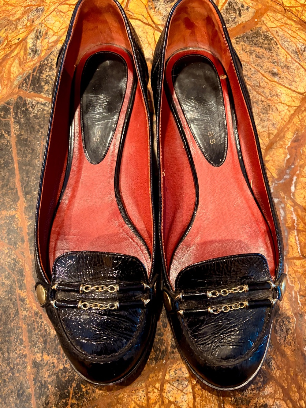 Marc Jacobs Black Leather Chain-Trim Women’s Flat Loafers